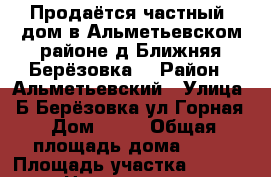 Продаётся частный  дом в Альметьевском районе д.Ближняя Берёзовка. › Район ­ Альметьевский › Улица ­ Б.Берёзовка ул.Горная › Дом ­ 65 › Общая площадь дома ­ 42 › Площадь участка ­ 40 596 › Цена ­ 1 700 000 - Татарстан респ., Альметьевский р-н, Березовка п. Недвижимость » Дома, коттеджи, дачи продажа   . Татарстан респ.